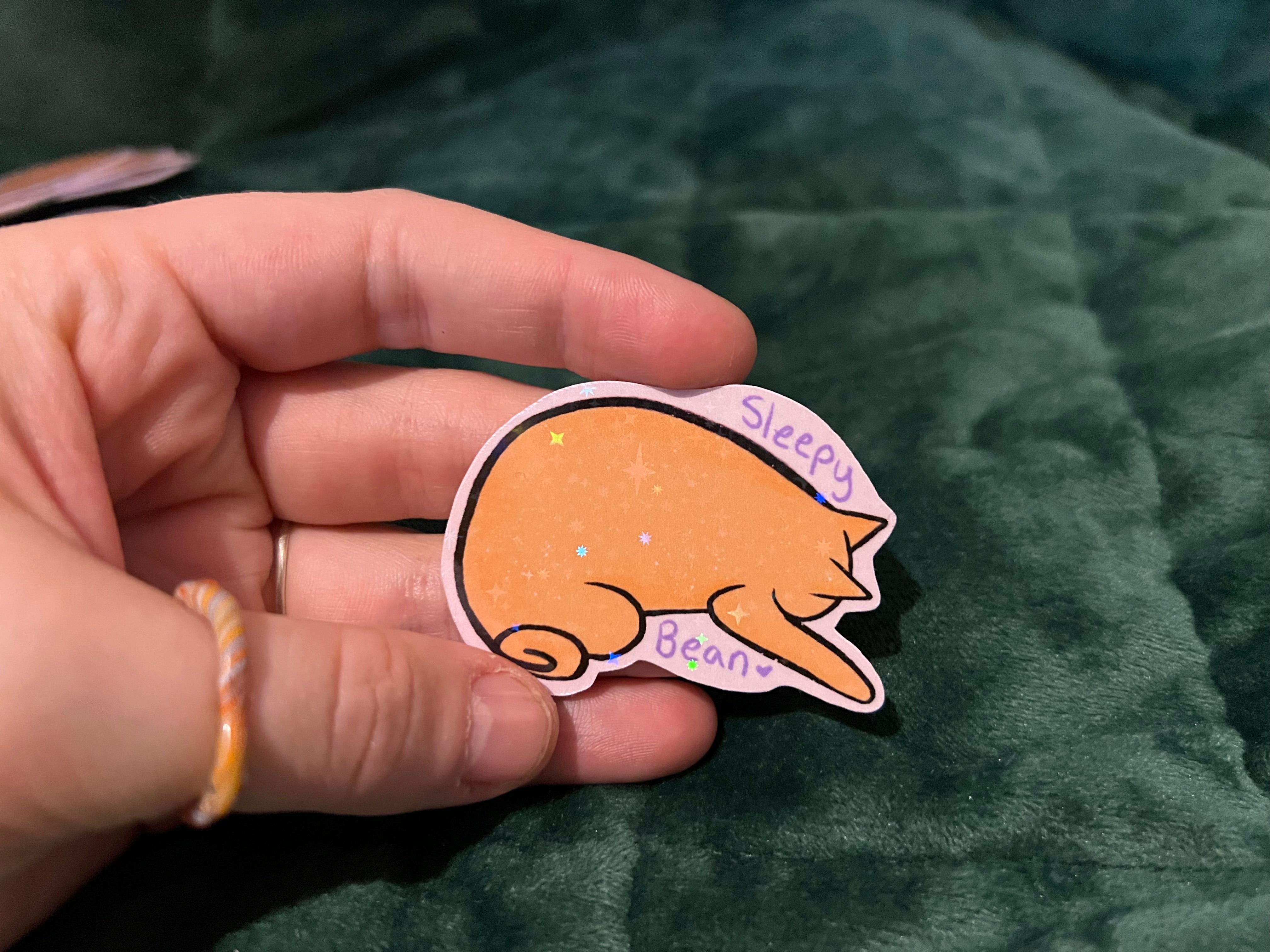 Sleepy Bean Sticker – theglassygardener